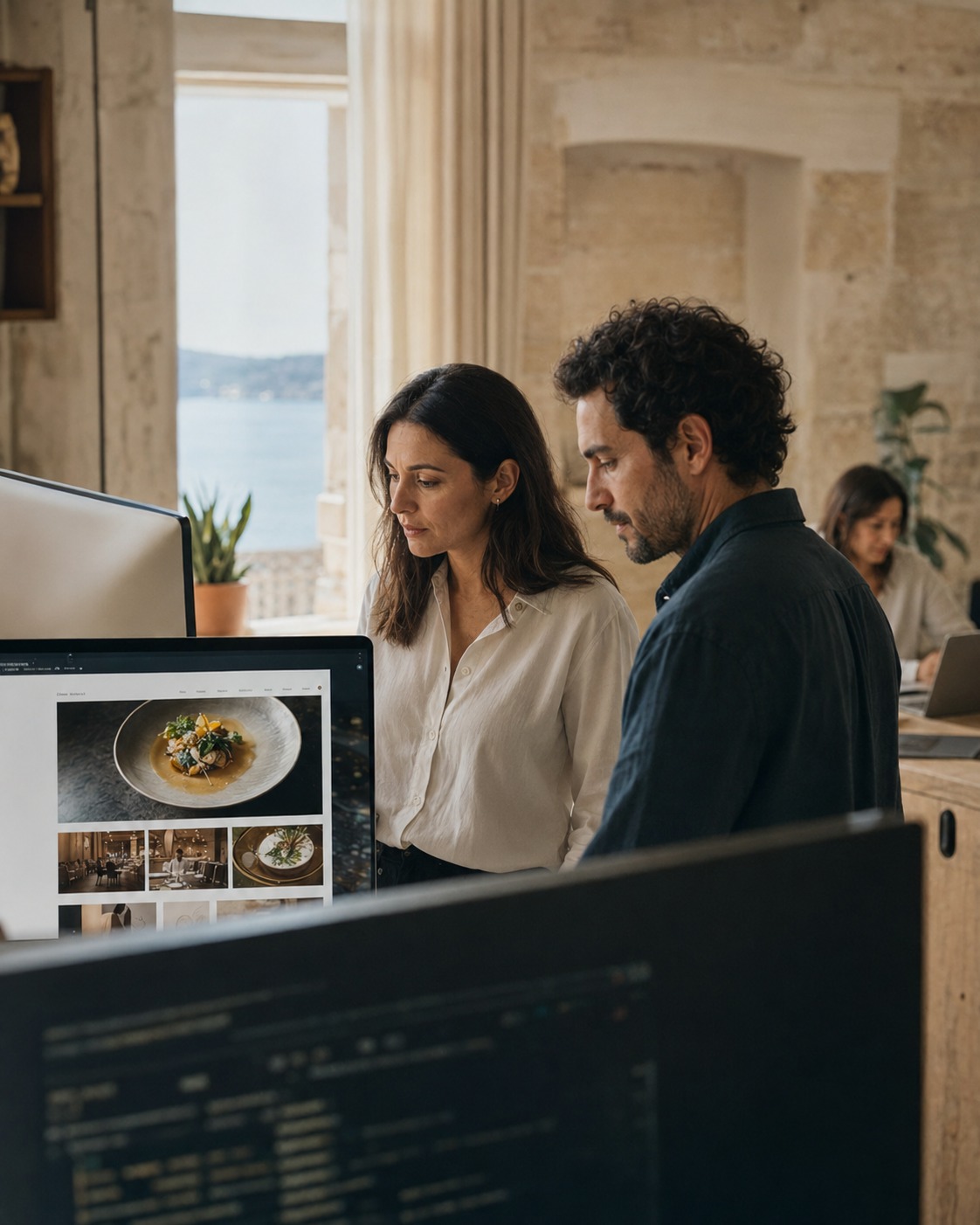 Revisione di un progetto web su monitor nello studio di Cagliari