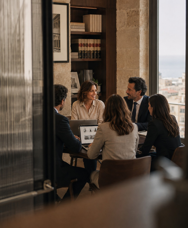 Il team di Revolution durante una riunione di strategia nello studio